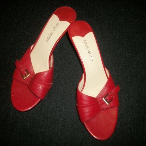 SWEET RED NINE WEST MULE SANDAL HEELS 6 M - Picture 4 of 7